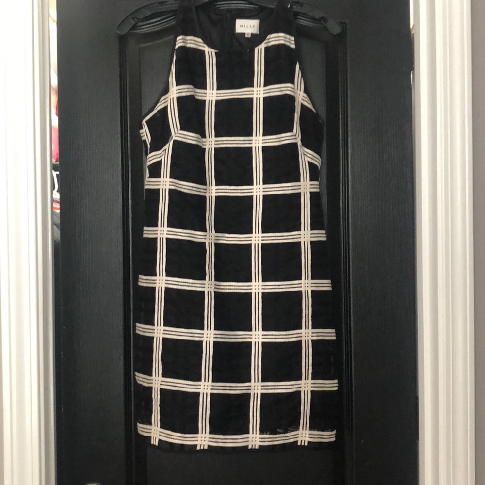 Milly Black and White Racerback Cocktail Dress